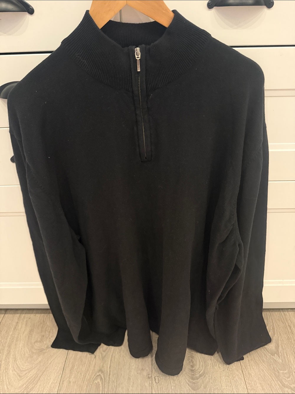 JOCKEY Men Black Quarter Zip Soft Knit Pullover Long Sleeve Sweater Top Size 3XL